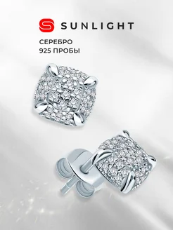 Серебряные серьги с фианитами SUNLIGHT 246299891 купить за 799 ₽ в интернет-магазине Wildberries