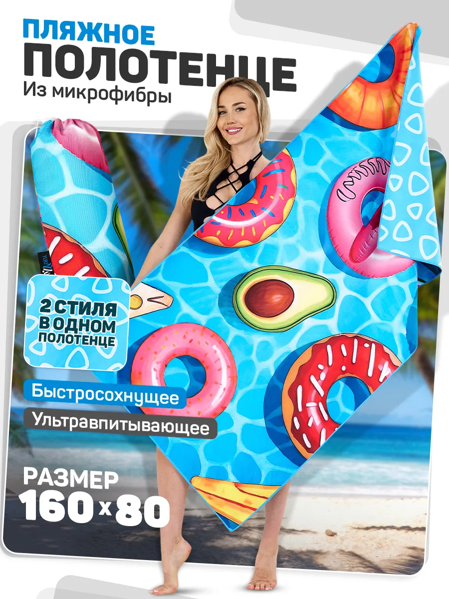 Пляжное полотенце быстросохнущее из микрофибры