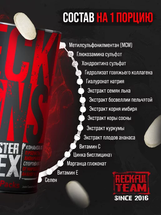 Reckful Хондропротекторы для суставов и связок комплекс Monster Flex, вариант, фото 2