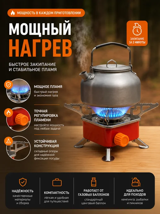 ADAFiSHING Газовая плита туристическая, красный, фото 4
