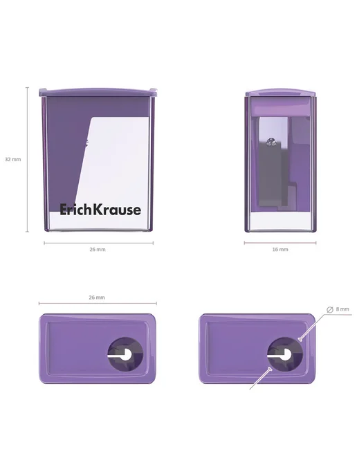 ErichKrause Точилка пластиковая "City Pastel", с контейнером 2шт, 2 шт, фото 3