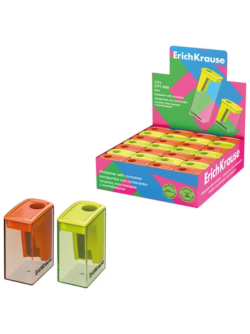ErichKrause Точилка пластиковая "City Mini Neon", с контейнером 2шт, 2 шт, фото 3