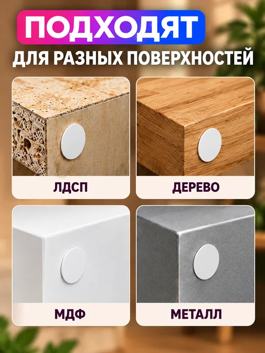 LAVROFF Заглушка самоклеящаяся для мебели D-14 мм (50шт), 100 шт, фото 5