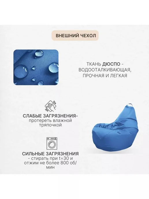 DiVan Чехол для кресла-мешка 2XL зеленый Дюспо, голубой, фото 3