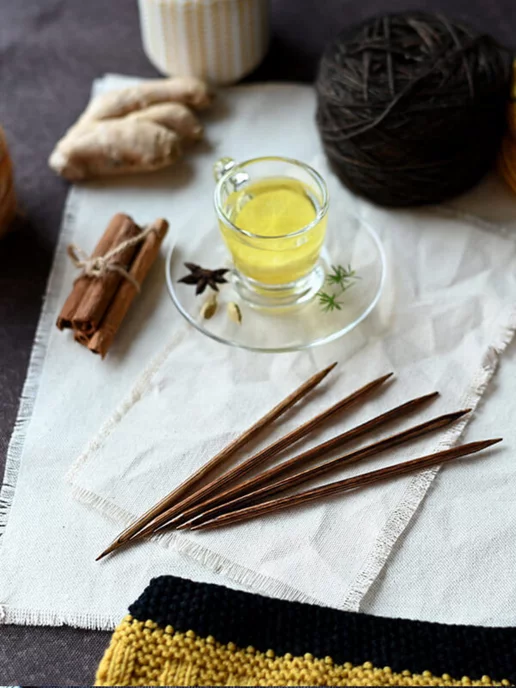 Knit pro Чулочные деревянные спицы KnitPro Ginger длиной 15 см 3,5 мм, коричневый, фото 2