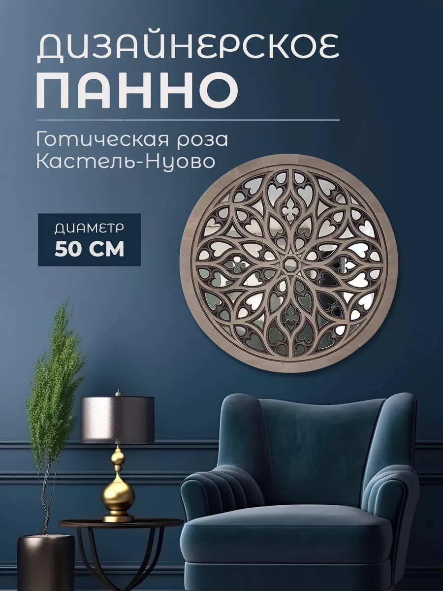 Винтажное интерьерное панно на стену с зеркальным эффектом