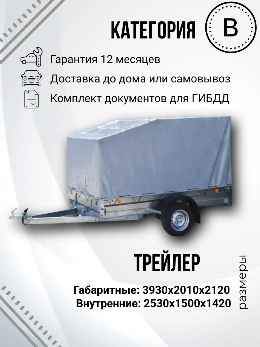Одноосный легковой прицеп TRAILER 849450 (2,6х1,5м)