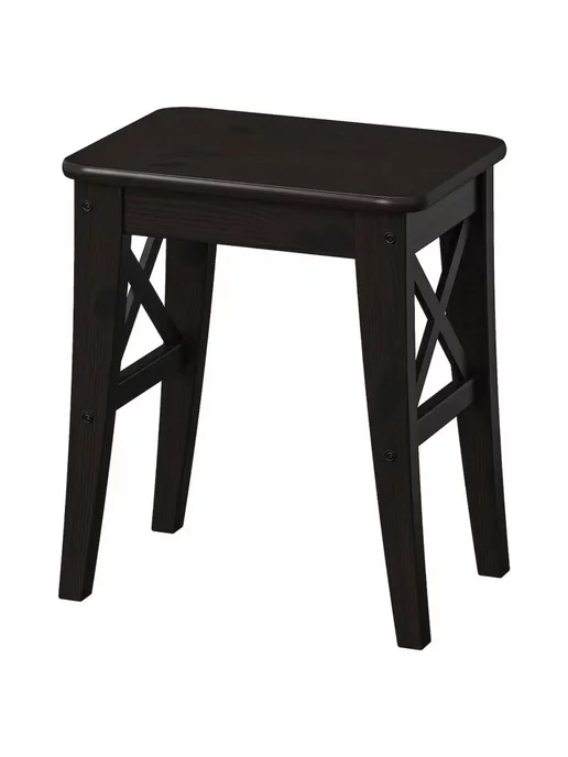 Икеа Табурет из массива сосны INGOLF IKEA, чёрный, тон 9, черный, фото 2