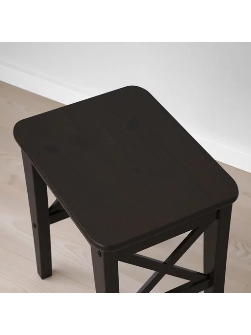 Икеа Табурет из массива сосны INGOLF IKEA, чёрный, тон 9, черный, фото 4
