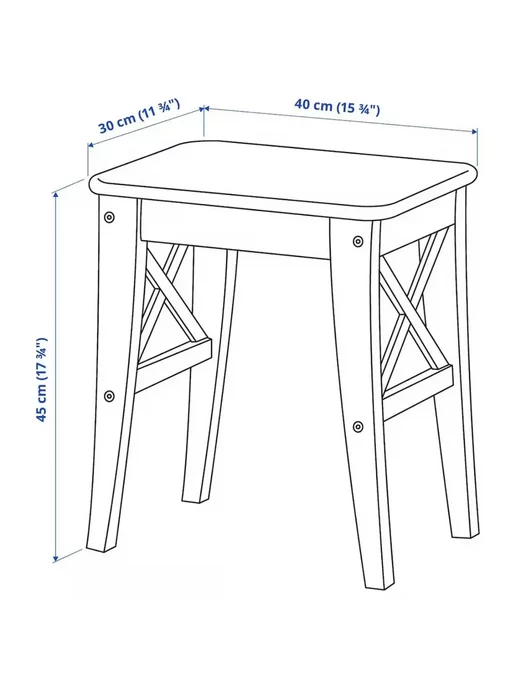 Икеа Табурет из массива сосны INGOLF IKEA, чёрный, тон 9, черный, фото 7