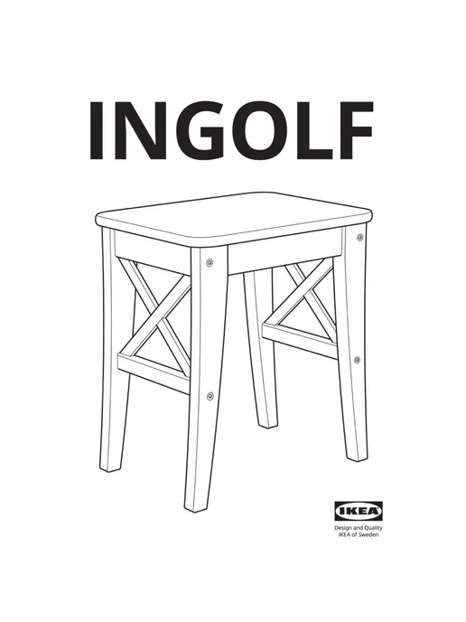 Икеа Табурет из массива сосны INGOLF IKEA, чёрный, тон 9, черный, фото 8