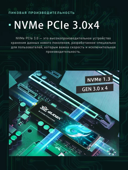 GUDGA Твердотельный накопитель M.2 NVMe PCIe 3.0 256 ГБ, 256 ГБ, фото 5