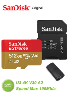 Карта памяти micro sd 512 гб Extreme microSDXC U3 4K V30 A2