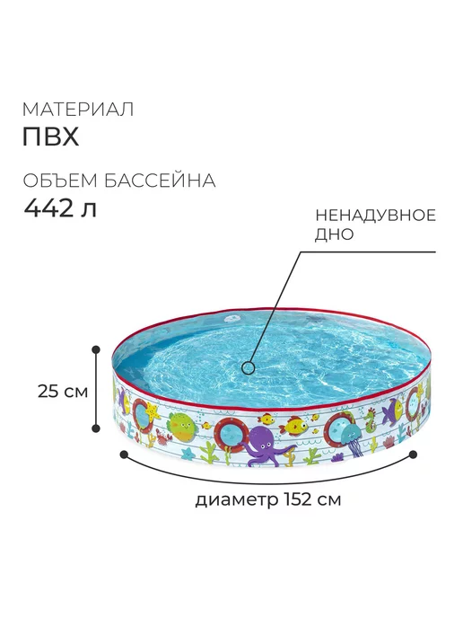 Детский бассейн 152х25см с иллюминаторами, 152x25 см, фото 2