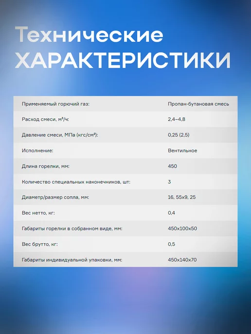 ПТК Горелка пропановая ГВ-3В-01 (3 спец. наконечника), вариант, фото 2