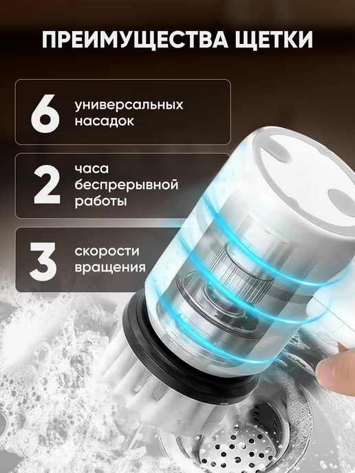 ЯR_brand Электрическая щетка с насадками, белый, фото 3