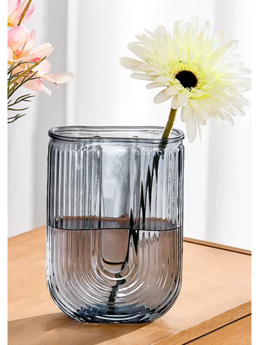 Перо Павлина Ваза для цветов Хлоя 13х18 см стеклянная, 13x18 см