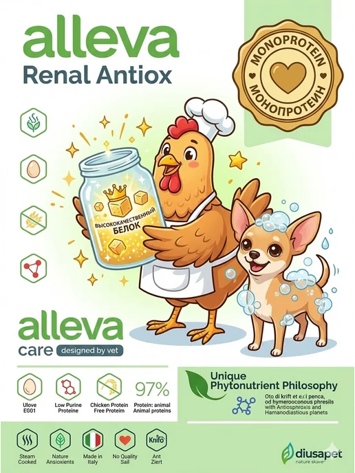 Сухой корм Alleva Лечебный Renalantiox для собак, 2 кг, фото 4