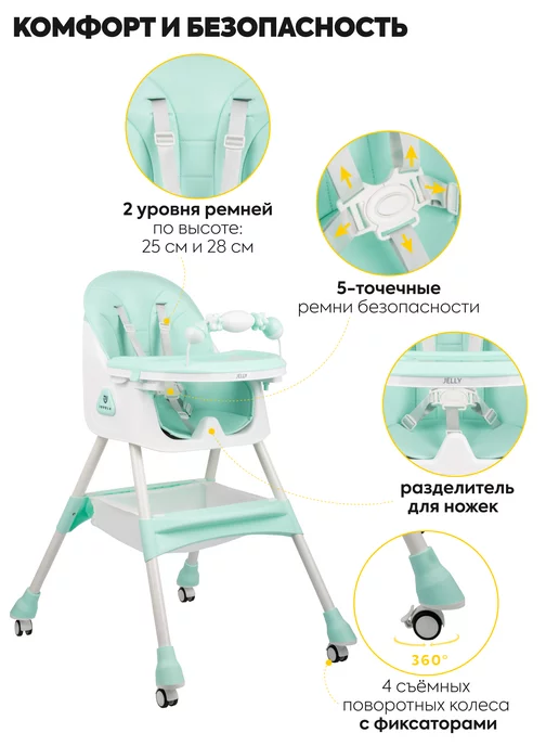 JOVOLA Стульчик для кормления ребенка Jelly Flex, зеленый, фото 4