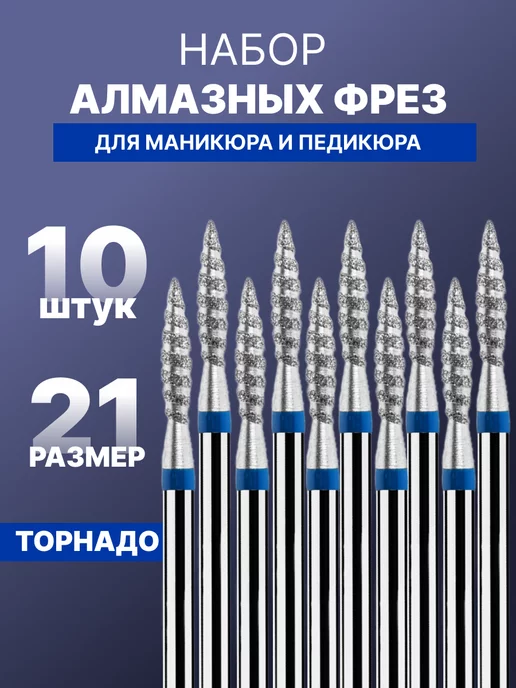 luxury_shopp Фрезы для маникюра торнадо 2,1 синие, синий