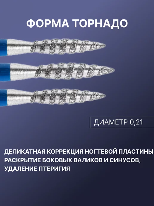 luxury_shopp Фрезы для маникюра торнадо 2,1 синие, синий, фото 3