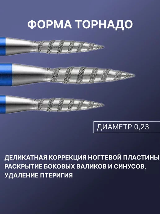 luxury_shopp Фрезы для маникюра торнадо 2,3 синие, синий, фото 3