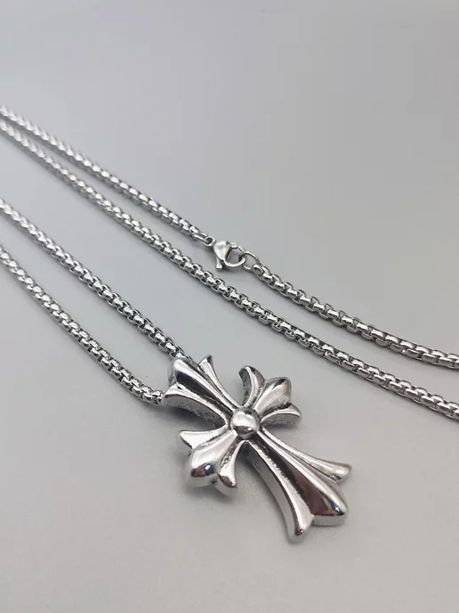 KESHFIX. Цепочка с крестиком в стиле Chrome Hearts, черный, фото 7