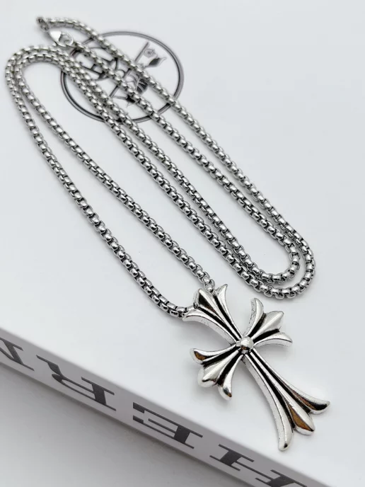 KESHFIX. Цепочка с крестиком в стиле Chrome Hearts, черный, фото 8
