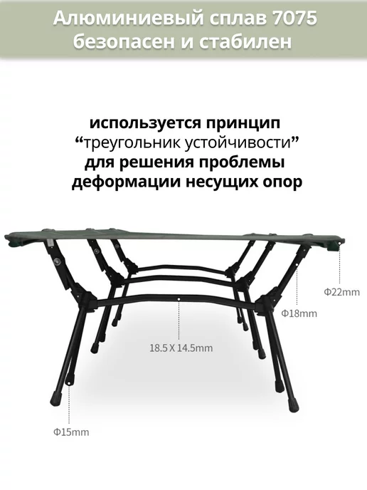 UniMarkt Раскладушка туристическая кемпинговая 190х65х38 см, 190x65x38 см, фото 8