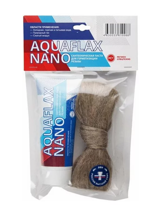 Aquaflax Nano Набор для герметизации паста 80 г и лен 20 г(Россия), 80 г, 20 г