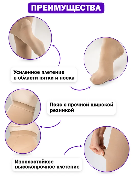 Trives Компрессионные колготки 2 класс от варикоза женские, бежевый, фото 3
