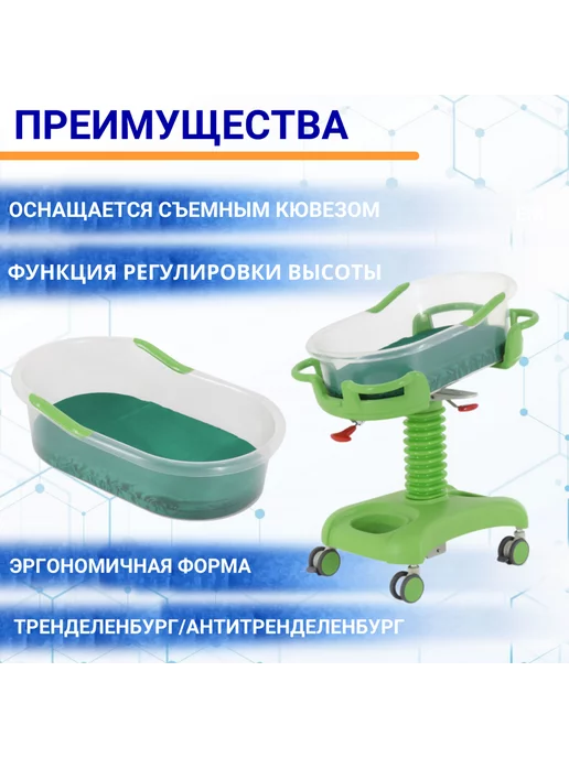 Med-Mos Кровать медицинская неонатальная с кювезом для новорожденных, зеленый, фото 4
