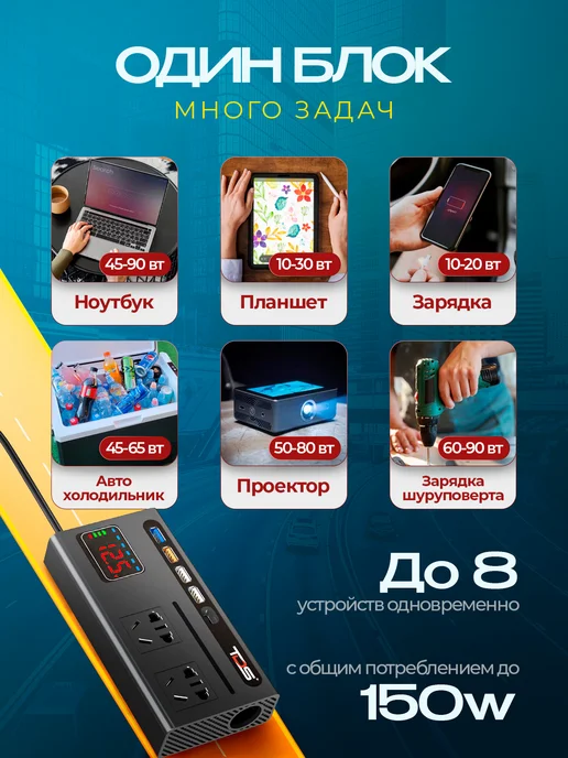 TDS Автомобильный инвертор преобразователь напряжения TS-CAU74, вариант, фото 3
