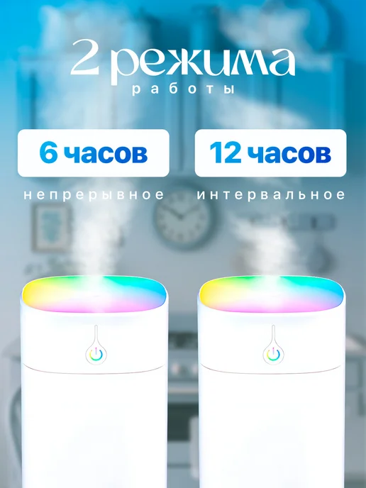 ОГОНЁК Увлажнитель воздуха мини для дома и авто с подсветкой, белый, фото 3