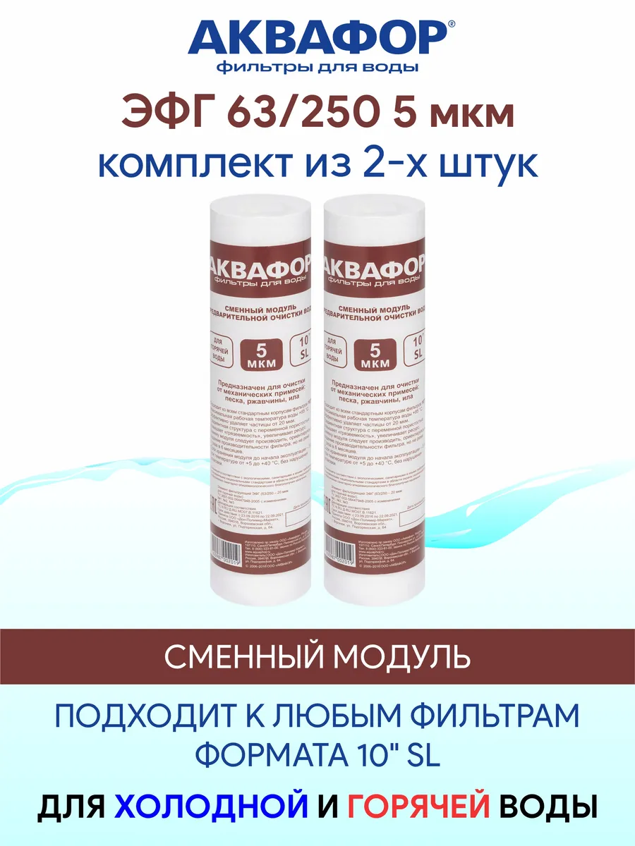 ЭФГ 63/250 5 мкм PP5 10SL для горячей и холодной воды 2 шт