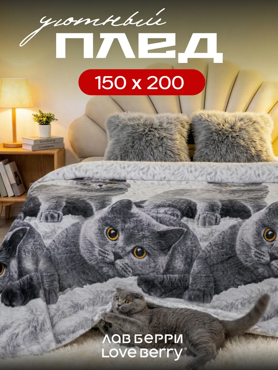 Плед 150х200 плюшевый на диван детский