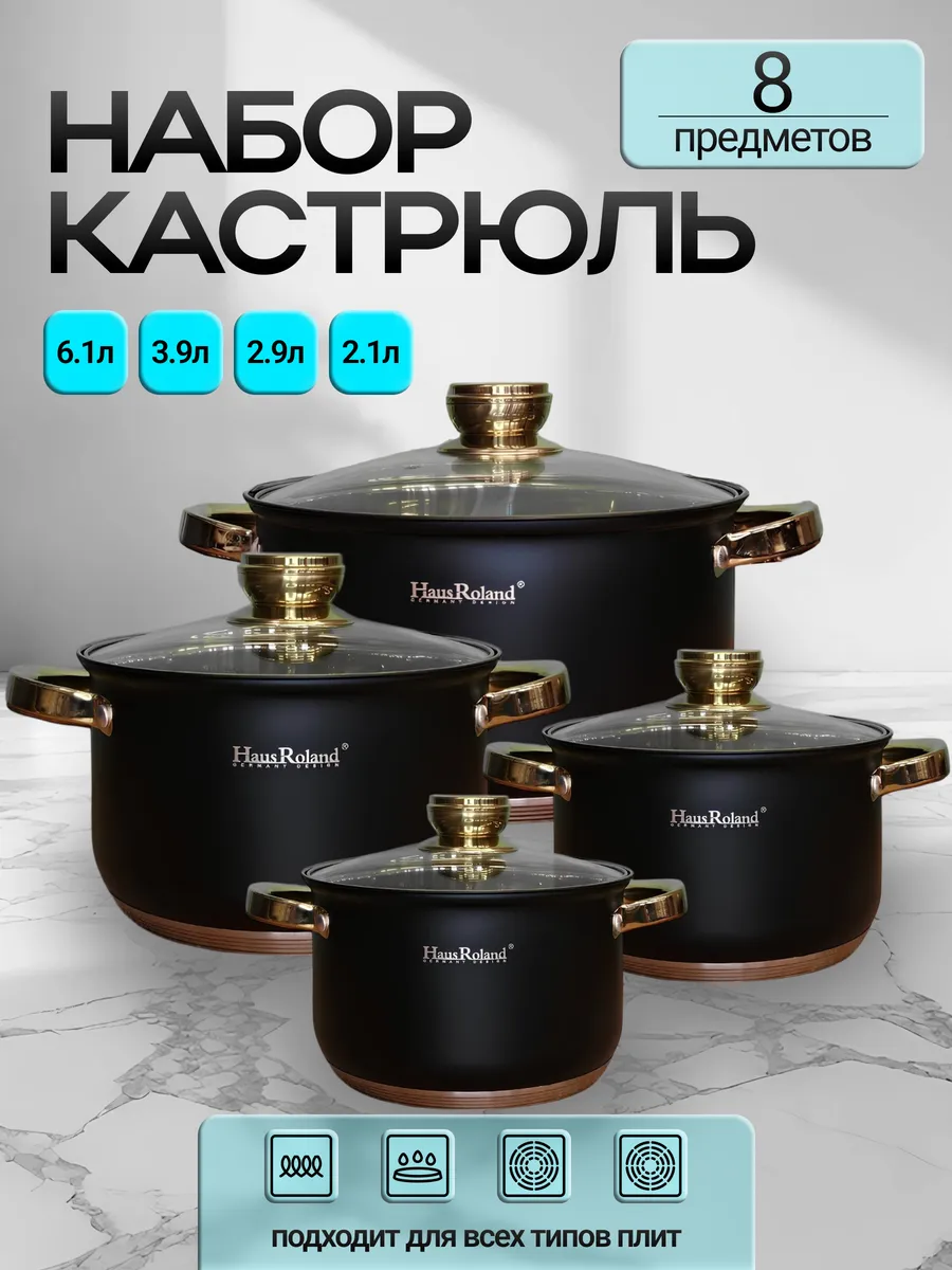 Набор кастрюль с крышками 8...