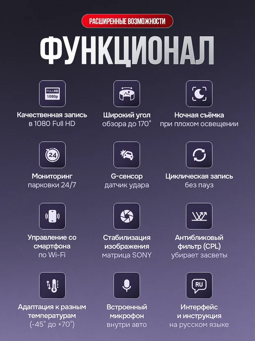 BLACK BOX Видеорегистратор для автомобиля с двумя камерами с WiFi, 4К, черный, фото 4