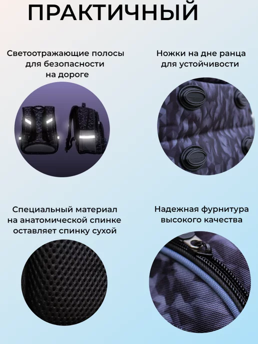 0лИн Портфель для мальчика школьный каркасный ортопедический, черный, фото 6