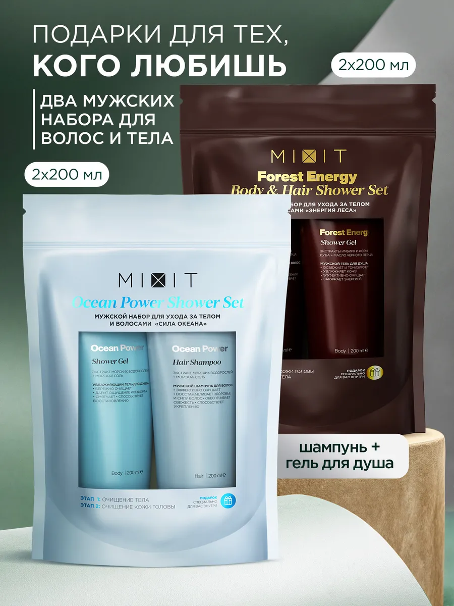 Подарочный мужской набор косметики для волос и тела MIXIT