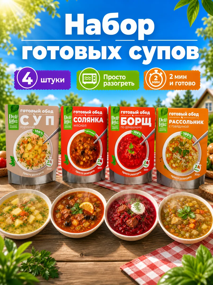 Набор готовой еды в пакетах для походов готовые супы