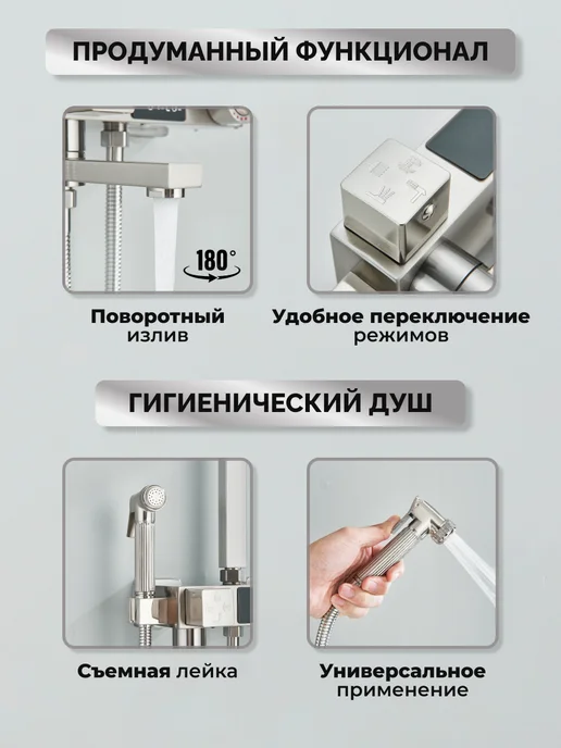 Plumbit Душевая система с тропическим душем и термостатом, серый, фото 3