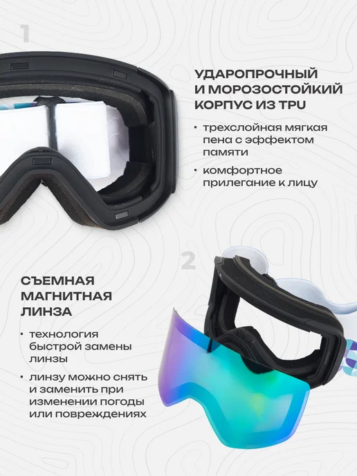 BRADE Очки горнолыжные маска для сноуборда SNOW 1, вариант, фото 5