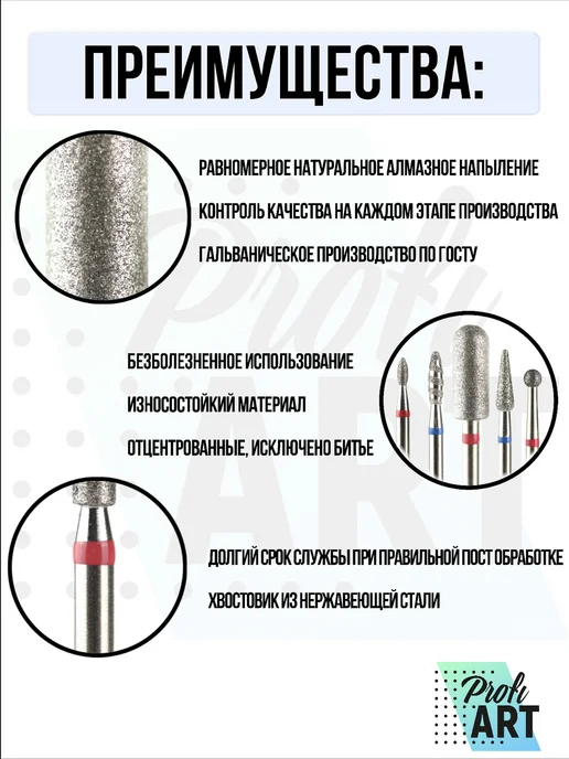 PROFI ART Фреза Пламя Тупой Конец для маникюра синее 021 Беларусь, синий, фото 3