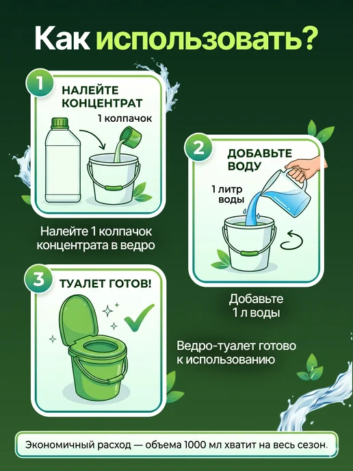 Green Master Жидкость для ведра-туалета, концентрат, 500 мл, 500 мл, фото 3