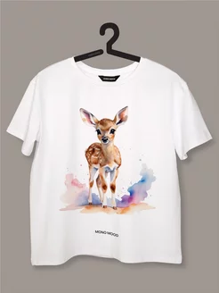 Футболка с принтом Оленёнка MONO MOOD 247208206 купить за 1 466 ₽ в интернет‑магазине Wildberries