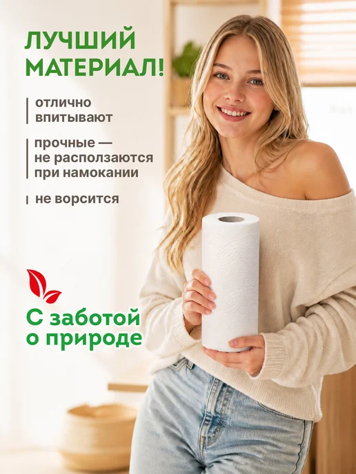 LAIMA Бумажные полотенца в рулоне для дома и кухни 2-х слойные, вариант, фото 2