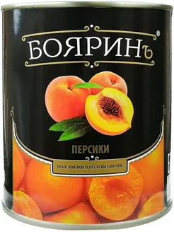 Персики половинки в легком сиропе, 850 мл