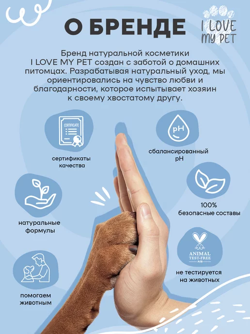 I LOVE MY PET Шампунь-кондиционер для кучерявошерстных собак 250 мл, 250 мл, фото 6