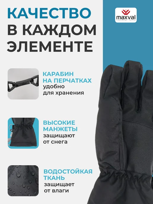 Перчатки детские непромокаемые на флисе до -30